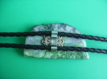 Agaat Hanger aan ketting - gevlochten leren koord