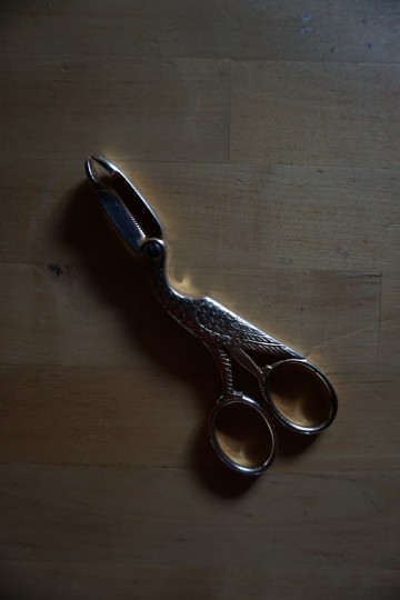 Borduur schaar vogel goudkleurig 3