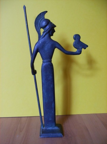 Bronzen beeldje van Athene met uil