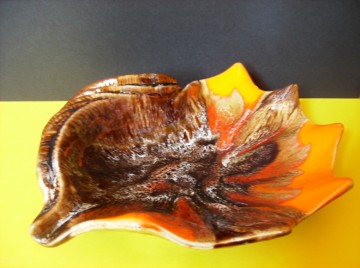 Grote Schelp van aardewerk, multi-kleur glazuur