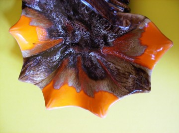 Grote Schelp van aardewerk, multi-kleur glazuur