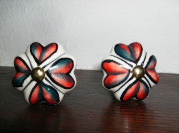 Porseleinen Handvaten 2x -Bloem motief