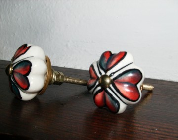 Porseleinen Handvaten 2x -Bloem motief