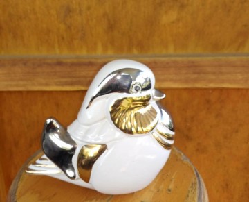 Eend aardewerk wit zilver goud 2