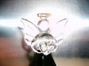 Glazen Engel met Swarovski lijfje, in groene tint