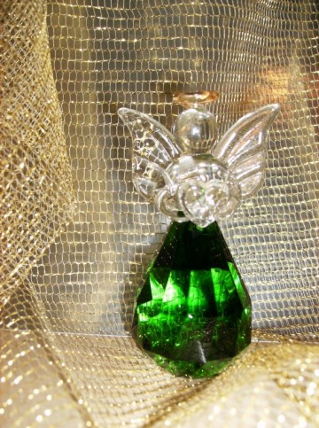 Glazen Engel met Swarovski lijfje, in groene tint