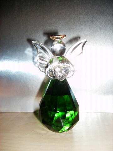 Glazen Engel met Swarovski lijfje, in groene tint