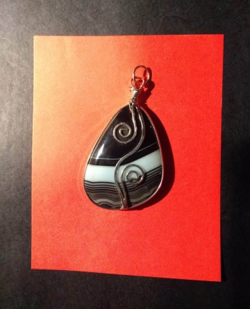 Hanger steen met zilver groot 1