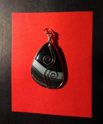 Hanger steen met zilver groot 5