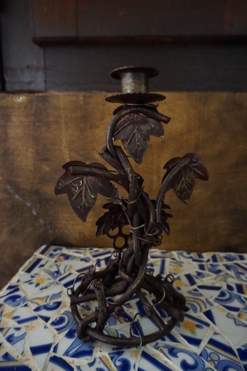 Kandelaar bladeren metaal met takken 10