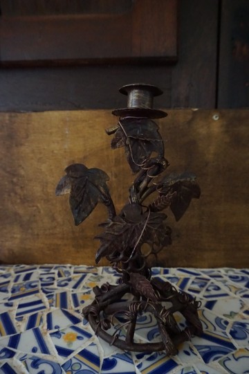 Kandelaar bladeren metaal met takken 12