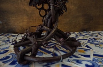 Kandelaar bladeren metaal met takken 8