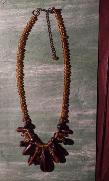 Ketting vintage oker bruin roodbruin kralen 2