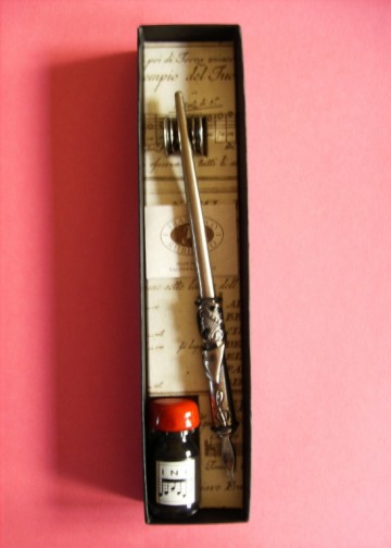 Schrijf set Francesco Rubinato - Kroontjespen plus Houder & Inkt