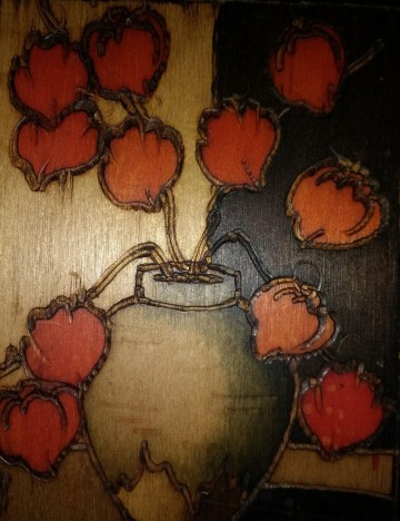 Paneeltje vaas met oindischekers  hout 4