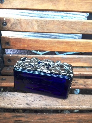 Parfum flesje shudehill cobalt blauw met zilver 1