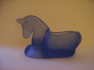 Potje / Kaarsenhoudertje - Eenhoorntje, blauw glas