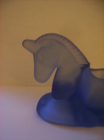 Potje / Kaarsenhoudertje - Eenhoorntje, blauw glas