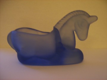 Potje / Kaarsenhoudertje - Eenhoorntje, blauw glas