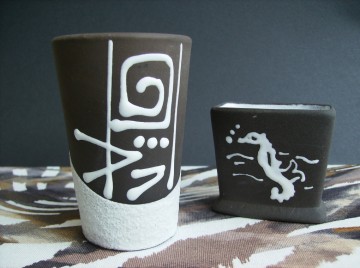 Keramisch Potje retro stijl jaren '50/'60 - Zeepaardje