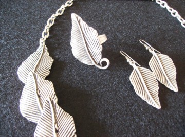 Ring - Blad design, verzilverd