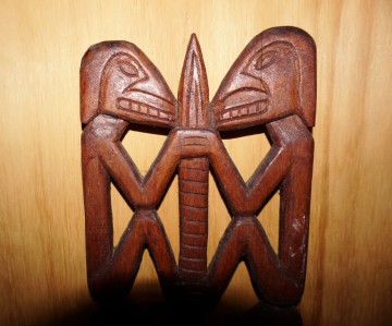 Wandpaneel hout speer met mannetjes 5